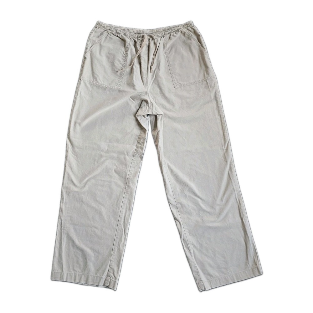 LL Bean Beige Classic Fit Drawstring Elastic Waist Pants Womens Large